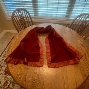 Mukunda Imports Oversize Burnt Orange Wool/Silk Scarf Wrap Wide Ribbon Trim